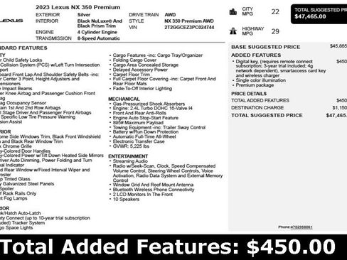 Used 2023 Lexus NX 350 AWD w/ Premium Package image 3