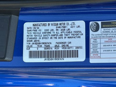Certified 2024 Nissan Z Performance w/ Floor Mat Package RWD image 30