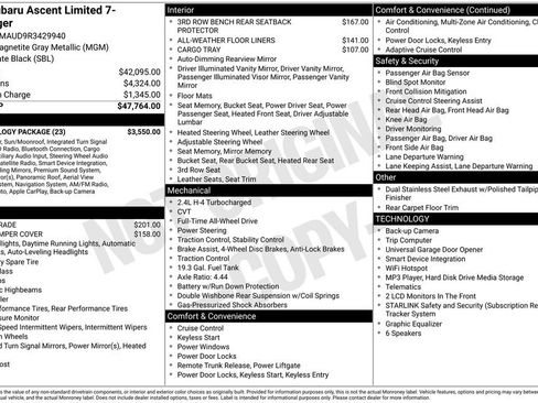 Used 2024 Subaru Ascent Limited w/ Technology Package AWD/4WD image 42