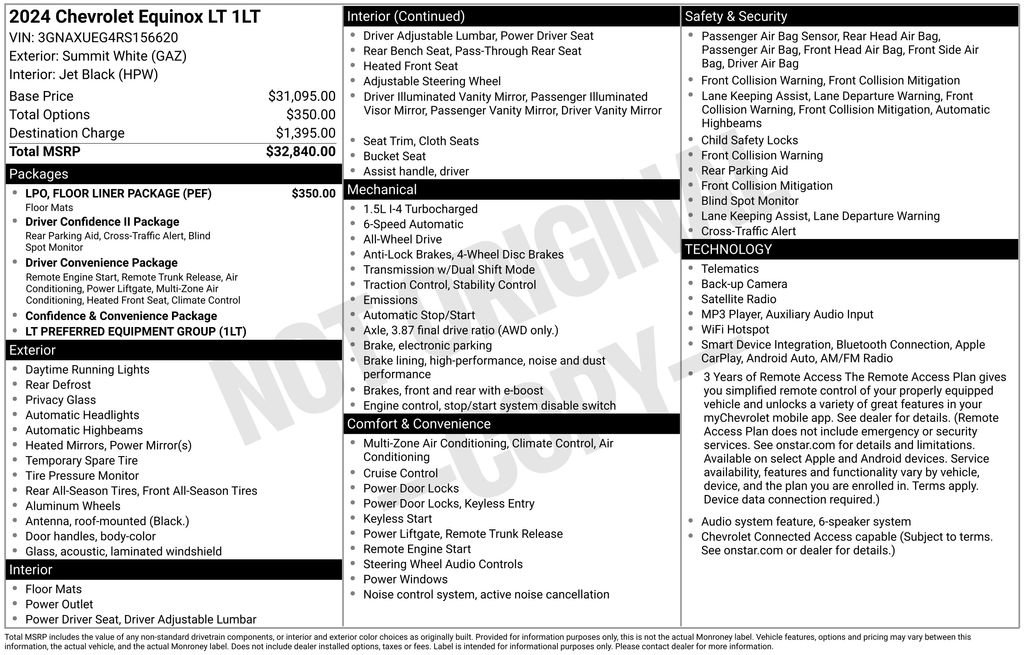 Used 2024 Chevrolet Equinox LT w/ LPO, Floor Liner Package AWD/4WD image 9