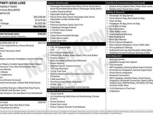 Used 2020 INFINITI QX50 Luxe w/ Navigation Package AWD/4WD image 10