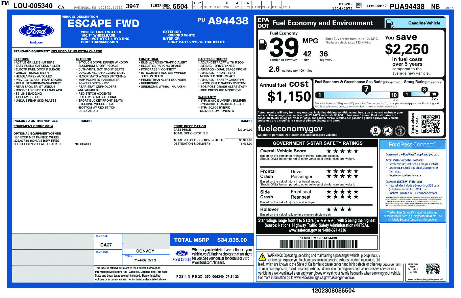 Used 2023 Ford Escape ST-Line w/ Equipment Group 301A FWD image 6