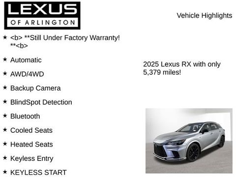 Certified 2025 Lexus RX 500h F Sport w/ Convenience Package AWD/4WD image 8