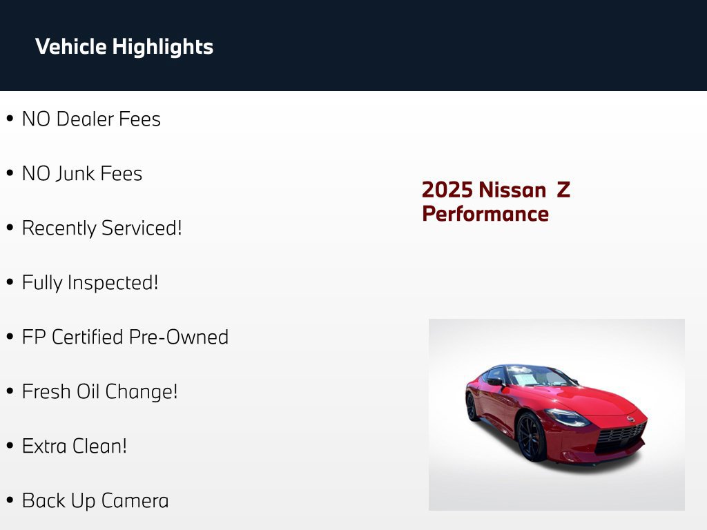 Used 2025 Nissan Z Performance w/ Floor Mat Package RWD image 75