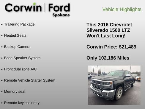 Used 2016 Chevrolet Silverado 1500 LTZ w/ Sport Package image 6