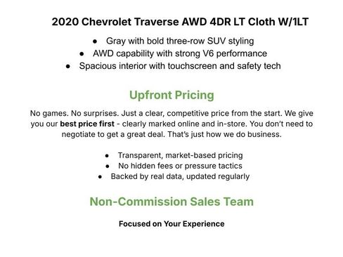 Used 2020 Chevrolet Traverse LT w/ LPO, Floor Liner Package AWD/4WD image 3