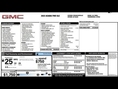 Used 2023 GMC Acadia SLE w/ Driver Convenience Package image 3