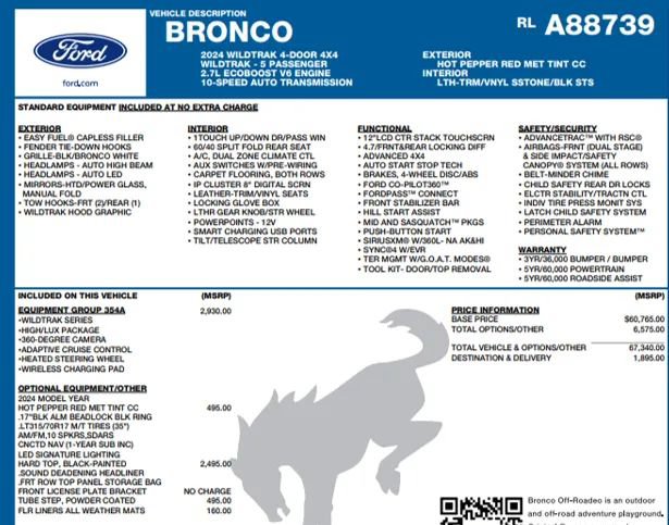 Used 2024 Ford Bronco Wildtrak AWD/4WD image 2