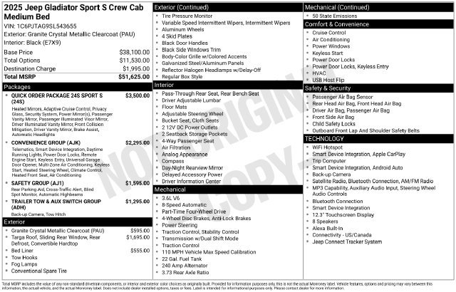 Used 2025 Jeep Gladiator Sport AWD/4WD image 12