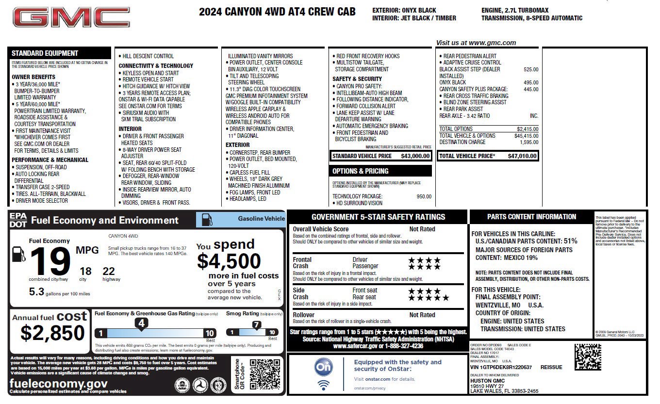 Used 2024 GMC Canyon AT4 w/ Technology Package AWD/4WD image 3