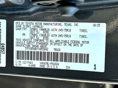 Certified 2026 Toyota Tundra SR RWD image 32