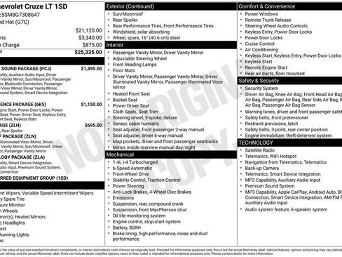 Used 2016 Chevrolet Cruze LT w/ Sun And Sound Package FWD image 2