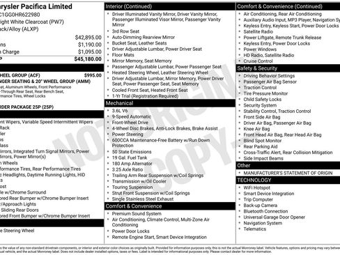 Used 2017 Chrysler Pacifica Limited w/ Tire & Wheel Group FWD image 3