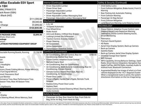 Certified 2023 Cadillac Escalade ESV Sport Platinum w/ LPO, ONYX Package AWD/4WD image 34