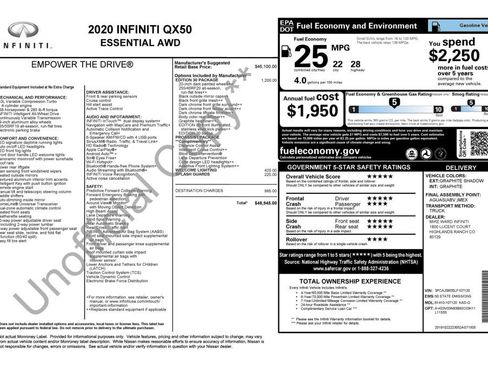 Used 2020 INFINITI QX50 Essential w/ Edition 30 Package image 2