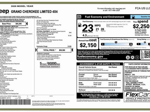 New 2026 Jeep Grand Cherokee Limited w/ Limited Altitude Package image 2