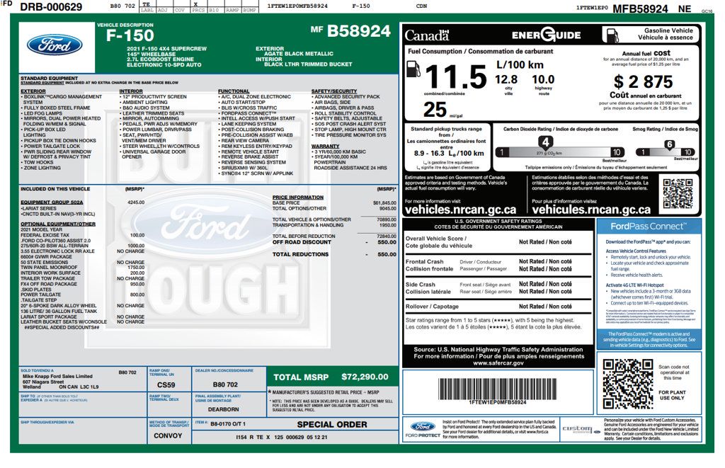 Used 2021 Ford F150 Lariat w/ Equipment Group 502A High AWD/4WD image 4