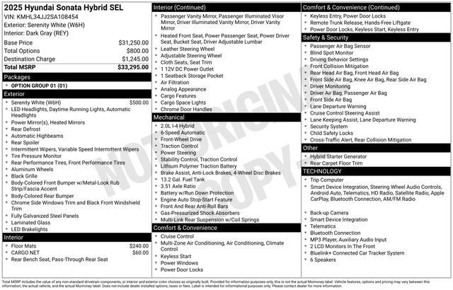 New 2025 Hyundai Sonata SEL FWD image 24