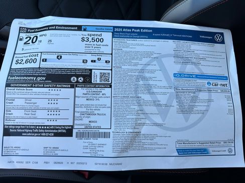 Certified 2025 Volkswagen Atlas Peak Edition SE image 33