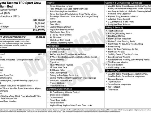 Used 2025 Toyota Tacoma TRD Sport w/ TRD Sport Upgrade Package AWD/4WD image 32