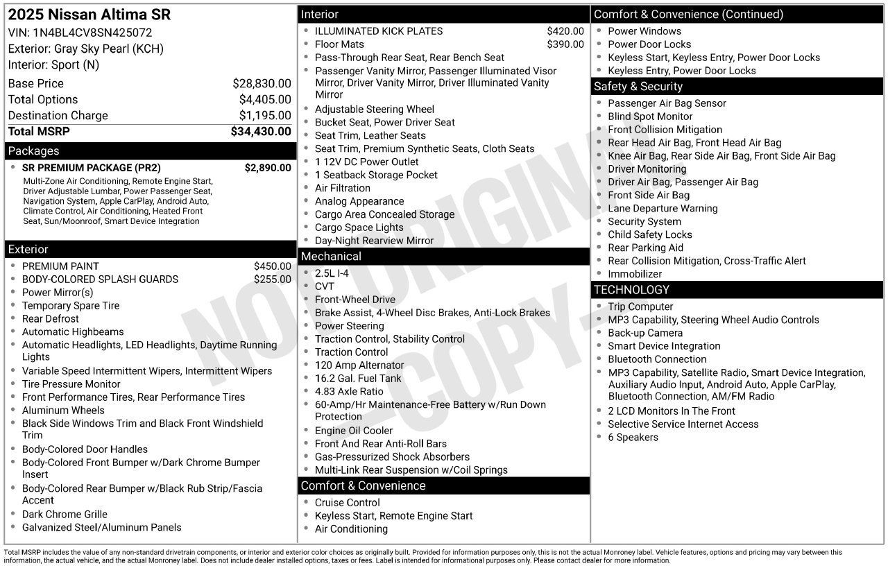 Certified 2025 Nissan Altima 2.5 SR w/ SR Premium Package FWD image 31