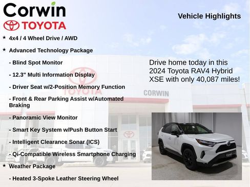 Used 2024 Toyota RAV4 XSE w/ Advanced Technology Package AWD/4WD image 7