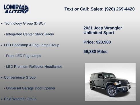 Used 2021 Jeep Wrangler Unlimited Sport AWD/4WD image 39