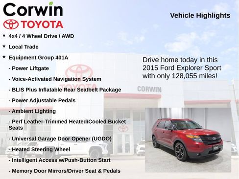 Used 2015 Ford Explorer Sport w/ Equipment Group 401A AWD/4WD image 7