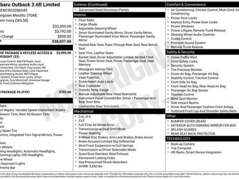 Used 2016 Subaru Outback 3.6R Limited image 39