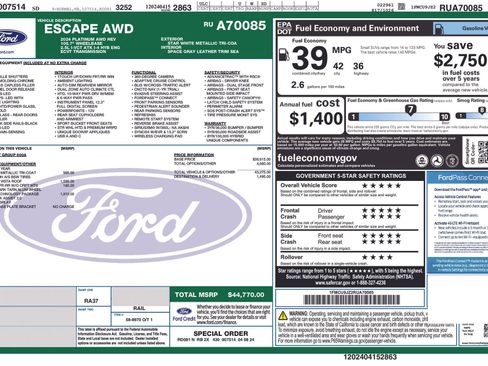 Used 2024 Ford Escape Platinum w/ Premium Technology Package image 3