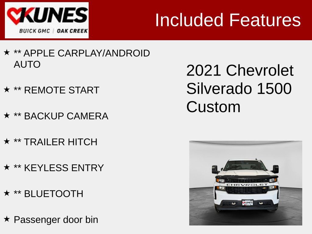 Used 2021 Chevrolet Silverado 1500 Custom w/ Custom Max Trailering Package AWD/4WD image 2