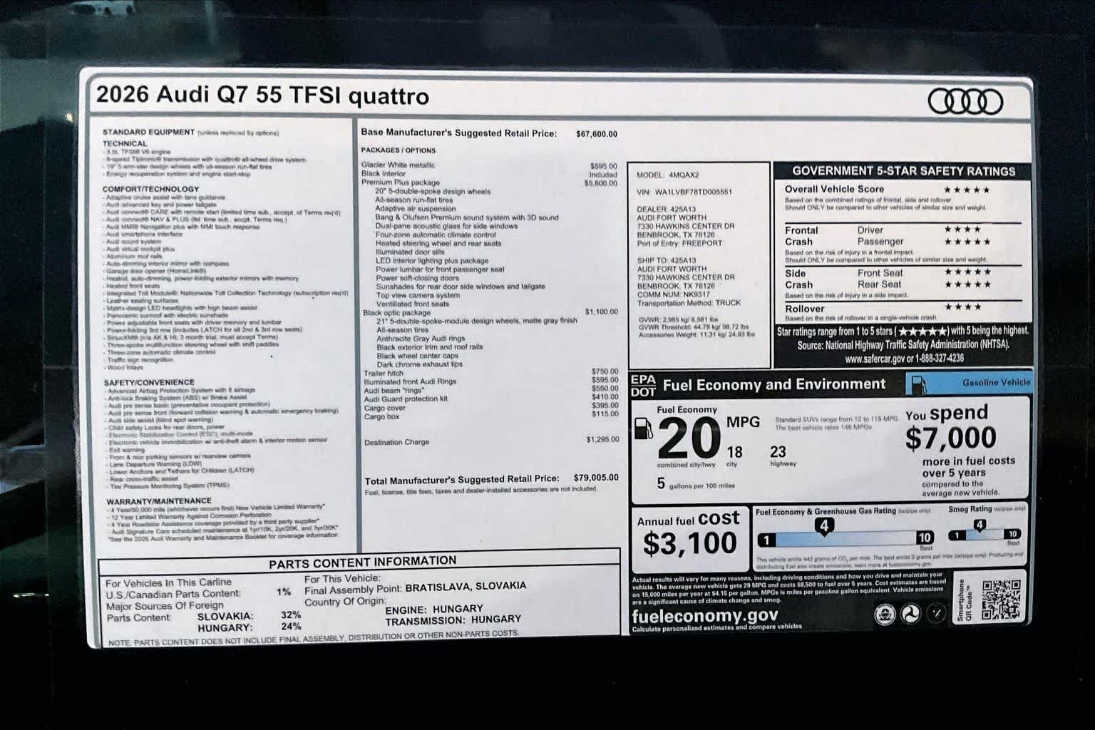 New 2026 Audi Q7 3.0T Premium Plus AWD/4WD image 16