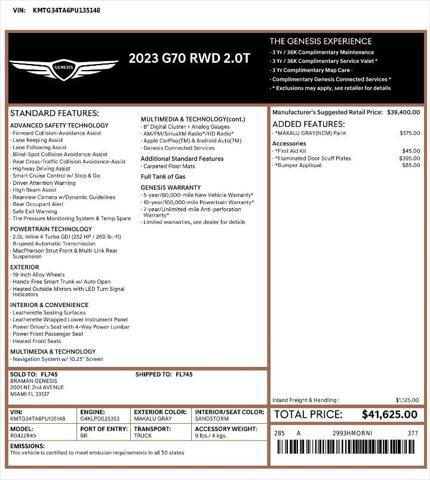 Used 2023 Genesis G70 2.0T RWD image 4