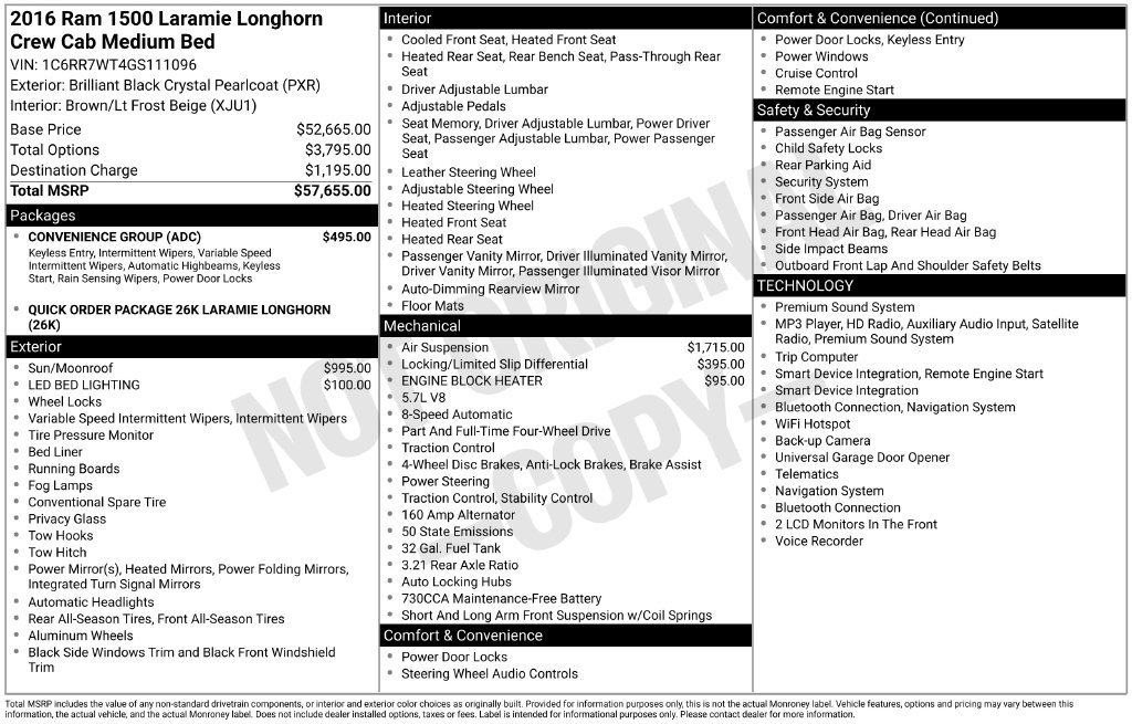 Used 2016 RAM 1500 Laramie Longhorn w/ Convenience Group AWD/4WD image 62