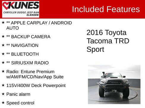 Used 2016 Toyota Tacoma TRD Sport w/ Towing Package AWD/4WD image 3