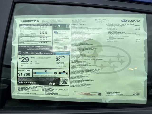 New 2026 Subaru Impreza RS AWD/4WD image 33