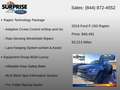 Used 2019 Ford F150 Raptor w/ Equipment Group 802A Luxury AWD/4WD image 6
