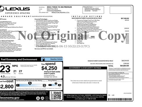 Used 2024 Lexus TX 350 FWD w/ Technology Package image 58