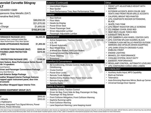 Used 2024 Chevrolet Corvette Stingray Premium Cpe w/ Z51 Performance Package RWD image 3