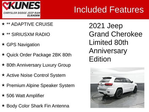 Used 2021 Jeep Grand Cherokee Limited w/ Quick Order Package 28K 80th AWD/4WD image 3