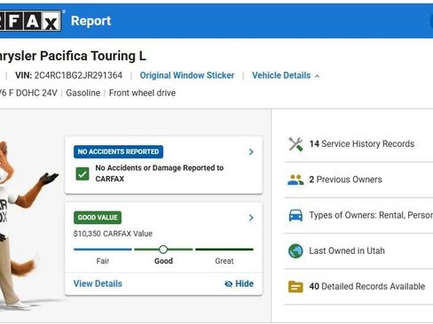 Used 2018 Chrysler Pacifica Touring-L w/ Advanced Safetytec Group FWD image 2