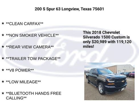 Used 2018 Chevrolet Silverado 1500 Custom w/ Texas Edition image 5