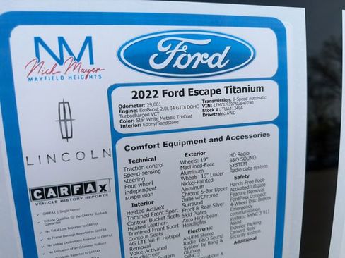 Certified 2022 Ford Escape Titanium w/ Titanium Elite Package AWD/4WD image 33