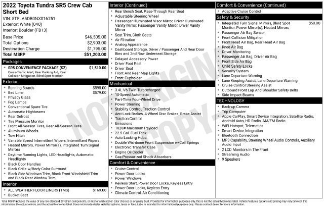 Used 2022 Toyota Tundra SR5 w/ SR5 Convenience Package AWD/4WD image 31