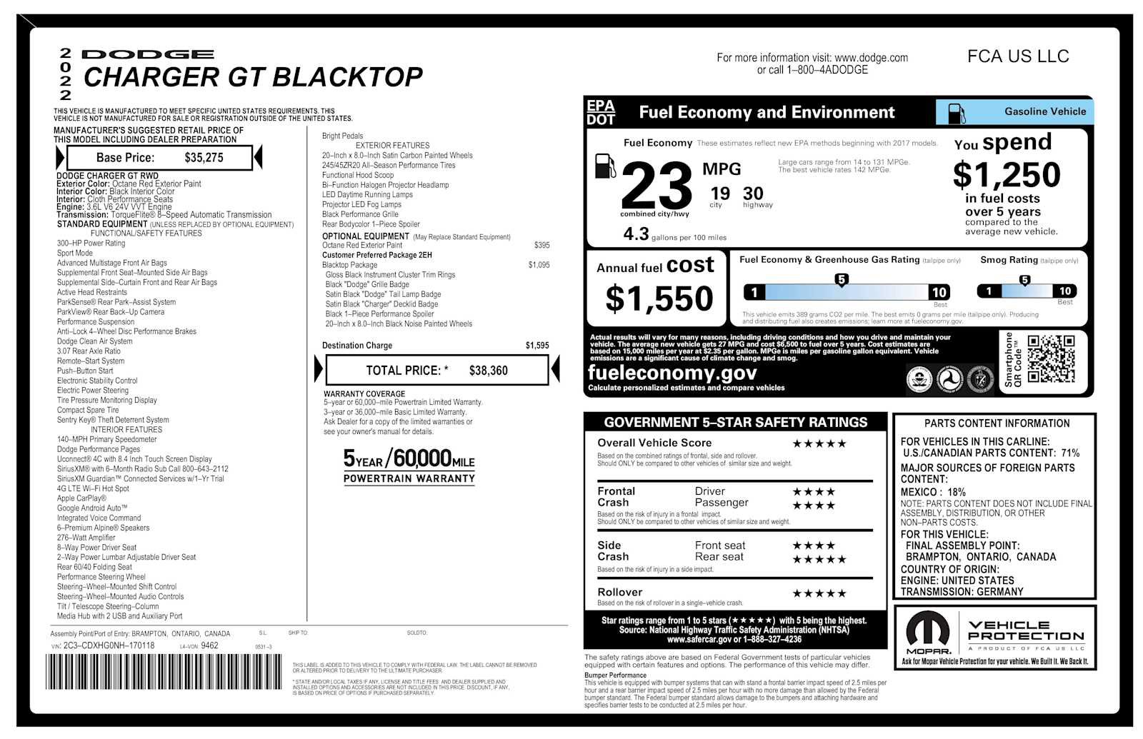 Used 2022 Dodge Charger GT w/ Blacktop Package RWD image 35