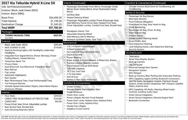 New 2027 Kia Telluride SX X-Line w/ Towing Package AWD/4WD image 4