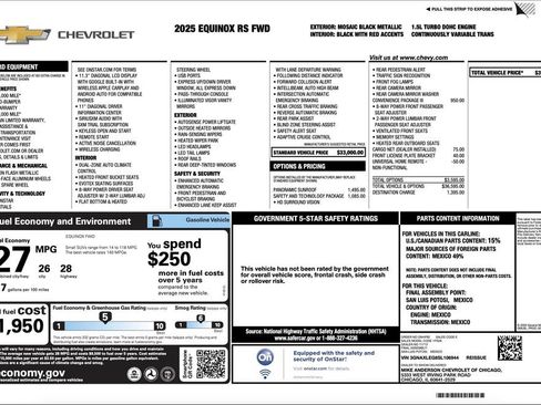 Certified 2025 Chevrolet Equinox RS w/ Safety and Technology Package FWD image 2