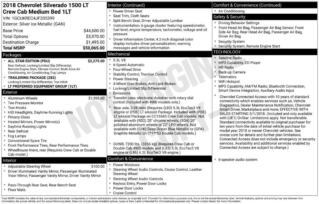 Used 2018 Chevrolet Silverado 1500 LT w/ All Star Edition AWD/4WD image 36