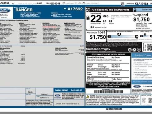 Used 2019 Ford Ranger Lariat w/ FX4 Off-Road Package AWD/4WD image 31