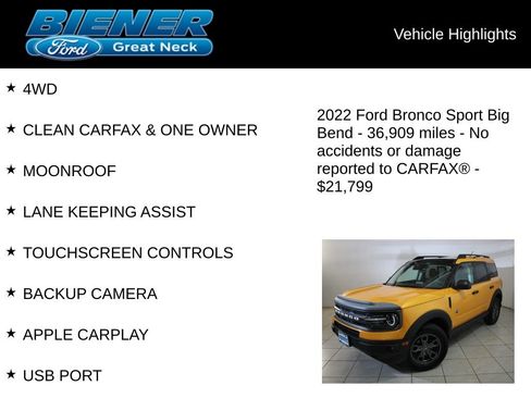 Certified 2022 Ford Bronco Sport Big Bend w/ Convenience Package image 9
